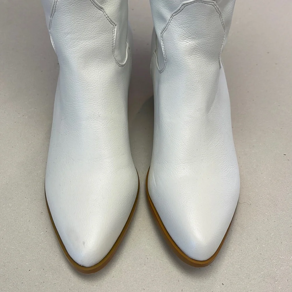Billini Urson White Pointed-Toe Knee High Cowboy Boots_3